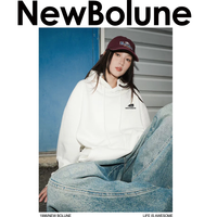  BOLUNE/新百伦美式帽衫潮流运动休闲宽松重磅卫衣 彩虹小人连帽安哥拉红 M