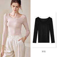 歌力诺 羊毛保暖内衣女德绒上衣修身秋衣内搭低领贴身打底衫自发热肌底衣
