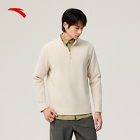 安踏绒LT长T丨摇粒绒半拉链立领抓绒衣男士秋冬卫衣套头上衣 冰冻蓝-6