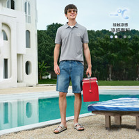 [冰丝]Navigare意大利小帆船夏季灰色翻领POLO衫男士休闲短袖T恤 XL 0606冰水蓝