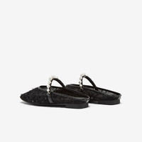 百思图2025夏新款小香风网纱透气穆勒鞋包头拖外穿女拖鞋F5133BH5