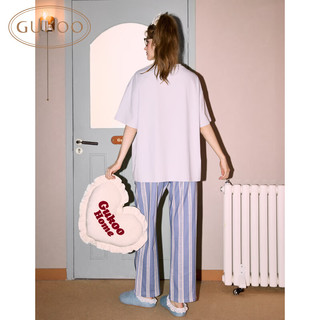 果壳（Gukoo）睡衣女秋季迪士尼米妮卡通短袖长裤女士家居服套装可外穿C 浅灰蓝套装 M