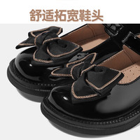 牧童女童皮鞋儿童鞋春秋校园鞋演出黑皮鞋蝴蝶结亮面软底公主鞋子 仙女粉 30 鞋内长19.0cm