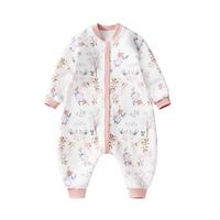 欧孕睡袋婴儿春秋款空气层夹棉儿童分腿宝宝防踢被子纯棉保暖 甜点茶会【春秋17-25℃】 100码-身高90-105-年龄2-4岁