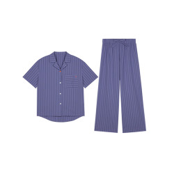 内外 橙标款条纹家居服短袖长裤套装睡衣女款NW241WL5601
