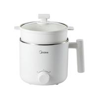 美的（Midea） 电煮锅 家用多功能小煮锅 宿舍锅智能电锅小功率电热火锅泡面锅 蒸煮一体不粘锅 1.7L 【配带蒸笼】XZE1614