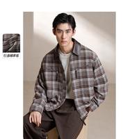 PEACEBIRD 太平鸟 男装2025春款美式复古格纹休闲外套男式夹克
