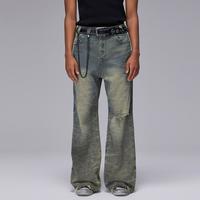 ROCAWEAR ROCA WEAR 男士复古水洗破洞微喇毛边牛仔长裤