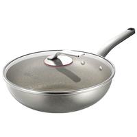 炊大皇纯钛炒锅纯钛板0涂层不粘锅钛锅32cm【假一赔十】电磁炉明火钛瑞