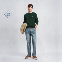 GANT/甘特【绞绞者】25年秋冬男士纯棉绞花针织衫复古学院风长袖针织 374-墨松绿【圆领】 M