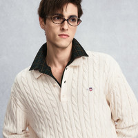 GANT/甘特25秋冬男士纯棉POLO领毛衣美式休闲翻领绞花针织衫 301-绿色 2XL