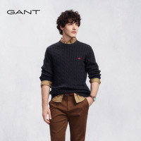 GANT【绞绞者】/甘特25年秋冬男士纯棉绞花针织衫复古学院风长袖针织 433-耶鲁蓝【圆领】 L