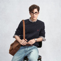 GANT/甘特【绞绞者】25年秋冬男士纯棉绞花针织衫复古学院风长袖针织 130-象牙白【圆领】 L