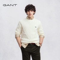 GANT【绞绞者】/甘特25年秋冬男士纯棉绞花针织衫复古学院风长袖针织 130-象牙白【圆领】 2XL