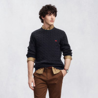 GANT【绞绞者】/甘特25年秋冬男士纯棉绞花针织衫复古学院风长袖针织 034-晨雾白【翻领】 XL