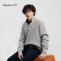 GANT 25年秋冬男士纯棉绞花针织衫复古学院风长袖针织 162-暮云灰 M
