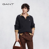 GANT【绞绞者】/甘特25年秋冬男士纯棉绞花针织衫复古学院风长袖针织 402-夜空蓝【翻领】 3XL