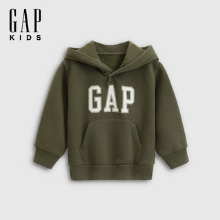 Gap男女童2025秋季新款Logo胶印抓绒套头连帽衫儿童装卫衣829299