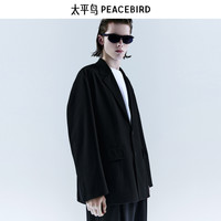 【钜惠】太平鸟男装冬季宽松西服男便服 黑色1(宽松) L