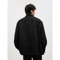 GXG男装简约休闲长袖衬衫外套男士24年秋季新品 黑色 170/M