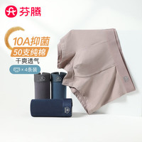 FENTENG 芬腾 内裤男式2025年内裤中腰简约平角内裤4条装 灰色/墨兰/灰紫/宝蓝 4条 2XL