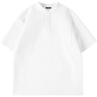 gxgjeans 男装  多色基础休闲亨利领短袖T恤男薄款 25夏新品 白色 XL