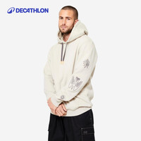 迪卡侬运动卫衣滑板连帽衫男女同款全棉卫衣透气舒适潮流-5593507 米色 S