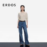 ERDOS 25秋冬一字领亮片装饰休闲百搭女套衫羊绒衫 浅驼 XS 155/76A