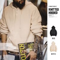 马登 MADEN工装美式休闲亨利领针织连帽卫衣宽松慵懒风套头衫上衣男秋冬