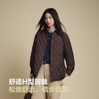 波司登（BOSIDENG）25年轻薄羽绒服女短款90绒翻领拼接百搭巴恩风外套B250135334 可可棕|7C92 M 165/88A 体重约110-120斤