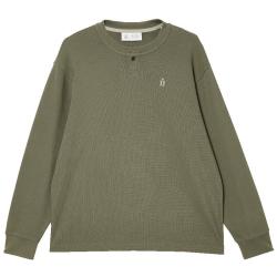 杰克琼斯 杰克·琼斯（JACK&JONES）凉感纯色亨利领口字母刺绣打底衫T恤 E03深地衣绿 L （180）
