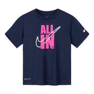 NIKE 3BRAND 耐克童装女童短袖T恤DRI-FIT速干科技25夏季运动短T 靛蓝色 150 /68