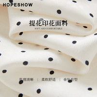 红袖（hopeshow）波西米亚风雪纺衫波点灯笼袖两穿领垂感上衣2025夏季新款 白底黑点802 S