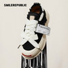 SMILEREPUBLIC 黑色白色低帮开口笑增高厚底帆布鞋 100192140048