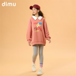 笛牧 DM03401205 橙色卡通图案 女童卫衣套装