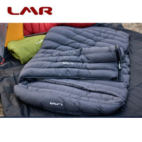 LMR羽绒睡袋双人户外信封式加大睡袋春夏秋冬四季白鸭绒800克-3000克 灰 220*140厘米 填充2500克羽绒