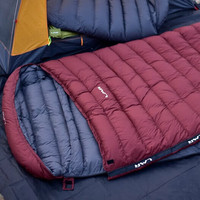 LMR羽绒睡袋双人户外信封式加大睡袋春夏秋冬四季白鸭绒800克-3000克 酒红 220*140厘米 填充2500克羽绒
