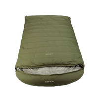 LMR羽绒睡袋双人户外信封式加大睡袋春夏秋冬四季白鸭绒800克-3000克 军绿色 220*130厘米 填充1500克羽绒