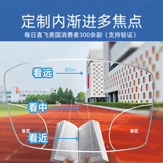 潮库 2099-砂黑 1.60防蓝光内渐进多焦点树脂镜片配镜