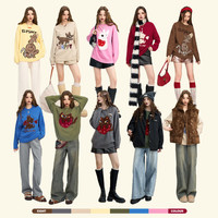 妖精的口袋红色毛绒绒多巴胺毛衣女2025年早春软糯休闲上衣 姜饼人咖色 S