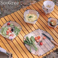 SooGree户外超轻折叠野餐具便携碗餐盘咖啡水杯多用途组合餐具套装折叠碗 GSW88560折叠餐具2个碗1个盘