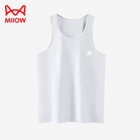 猫人男士背心夏季跨栏95%纯棉液态棉运动健身内穿春夏打底无袖汗衫 白色 L （90-120斤）