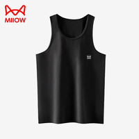 猫人男士背心夏季跨栏95%纯棉液态棉运动内穿春夏打底无袖汗衫 黑色 XL (120-150斤)