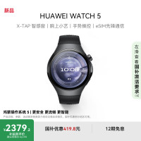 华为 HUAWEI WATCH 5 46mm基础款深锖色不锈钢表壳苍穹黑氟橡胶表带首创X-TAP智感窗鸿蒙AI腕上小艺eSIM通信