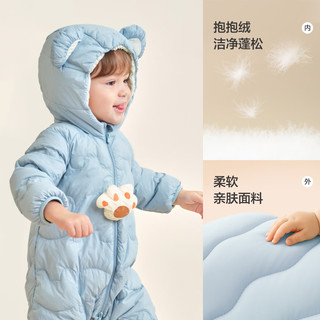 巴拉巴拉儿童轻薄羽绒服婴儿宝宝连体衣2025冬装男童女童造型可爱趣味 白色卡皮巴拉-白鸭绒 90 cm-充绒量47g