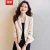 简蜓短款西装外套女2025春秋季休闲小个子气质高级今年流行小西服 咖色西装 3XL