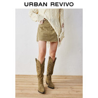 UR【钟楚曦联名款】2025秋季女装休闲破洞半裙UYL850171 咖棕 (有内衬) L