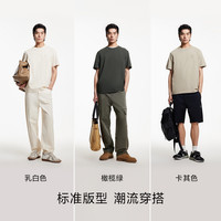 杰克琼斯男装2025年夏季立体绳结刺绣字母打底衫男士短袖T恤 185/104A/XL E11卡其色