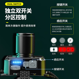 探路蜂挥手感应头灯强光远射白激光超长续航钓鱼头灯头戴式手电筒夜钓灯