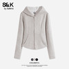 Baleno 班尼路 S&K系列外套女开衫卫衣女装秋冬连帽百搭上衣服运动短款简约 燕麦#纯色 L